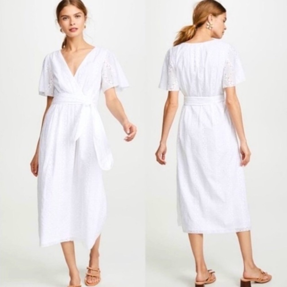 Joie Azariah Eyelet Midi Dress white